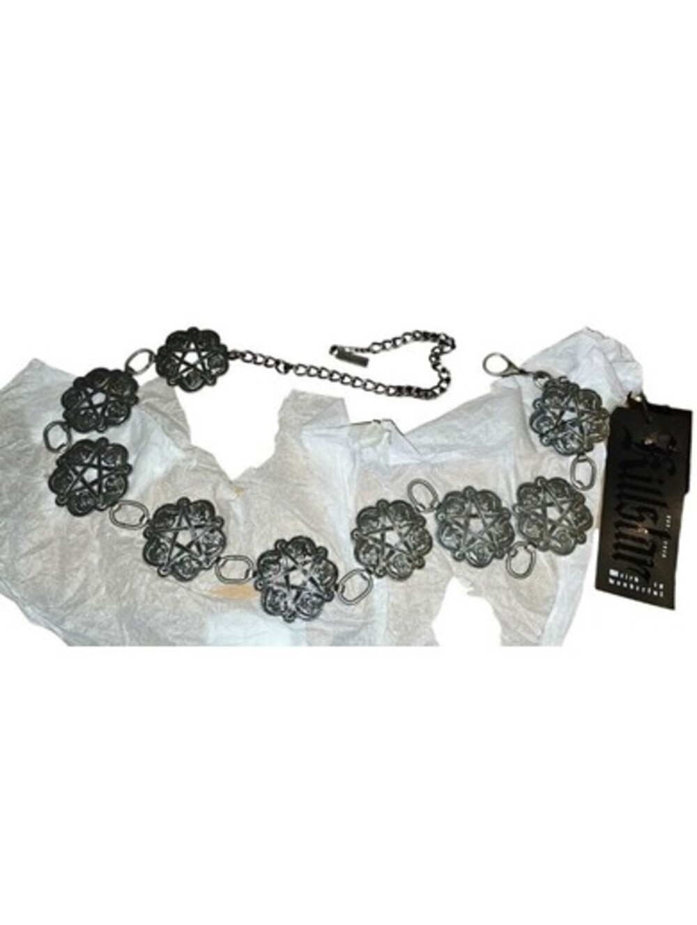 Killstar Mystic Maven Concho Belt Silver Metal Pentagram Design NEW
